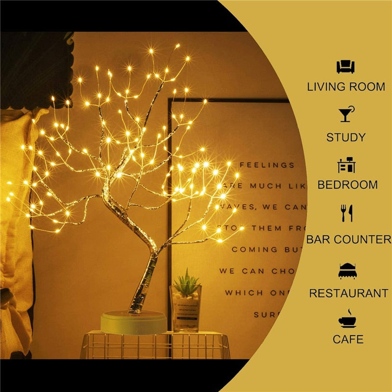 10% OFF. You may choose more than one discounted item with purchase of at least one full price item. LED Night Light Mini Tree, Copper Wire Garland Lamp for Kids, Home and Bedroom Decoration, Fairy Light lighting and Decor.