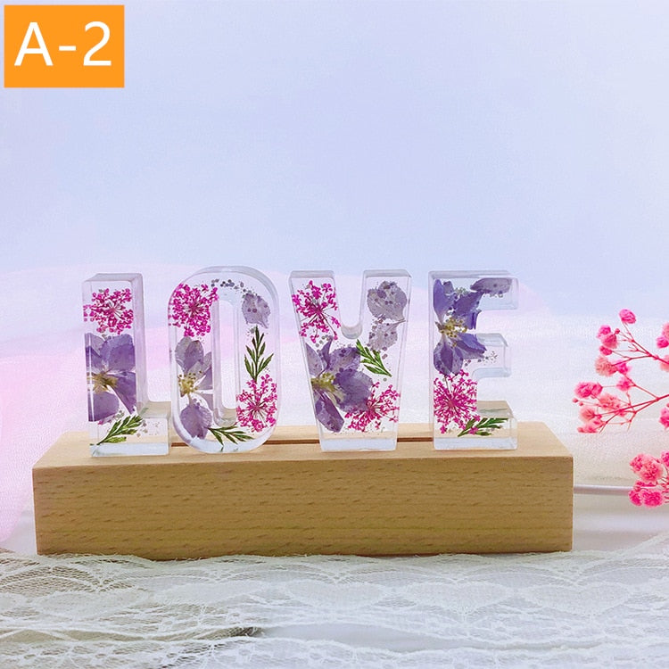 20% OFF. You may choose more than one discounted item with purchase of at least one full price item. Customized A To Z Letters, Dried Flower Night Light, Creative Romantic Table Lamp, Gift for Couple and lovers.