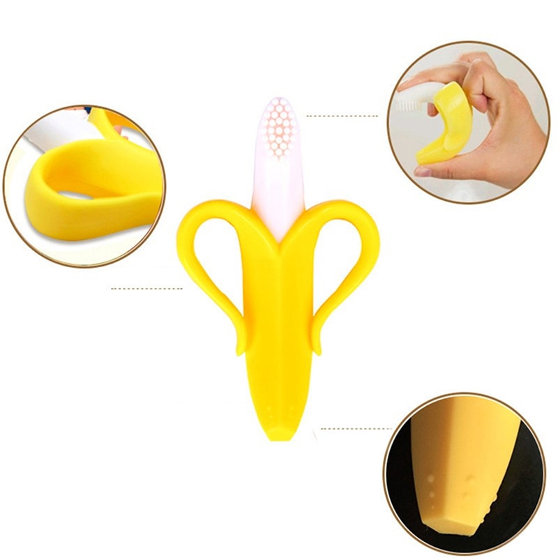 Baby Silicone Training Toothbrush BPA Free Safe Toddler Teether Teething Ring Kids Teether Toys Children Chewing Gift Wholesale