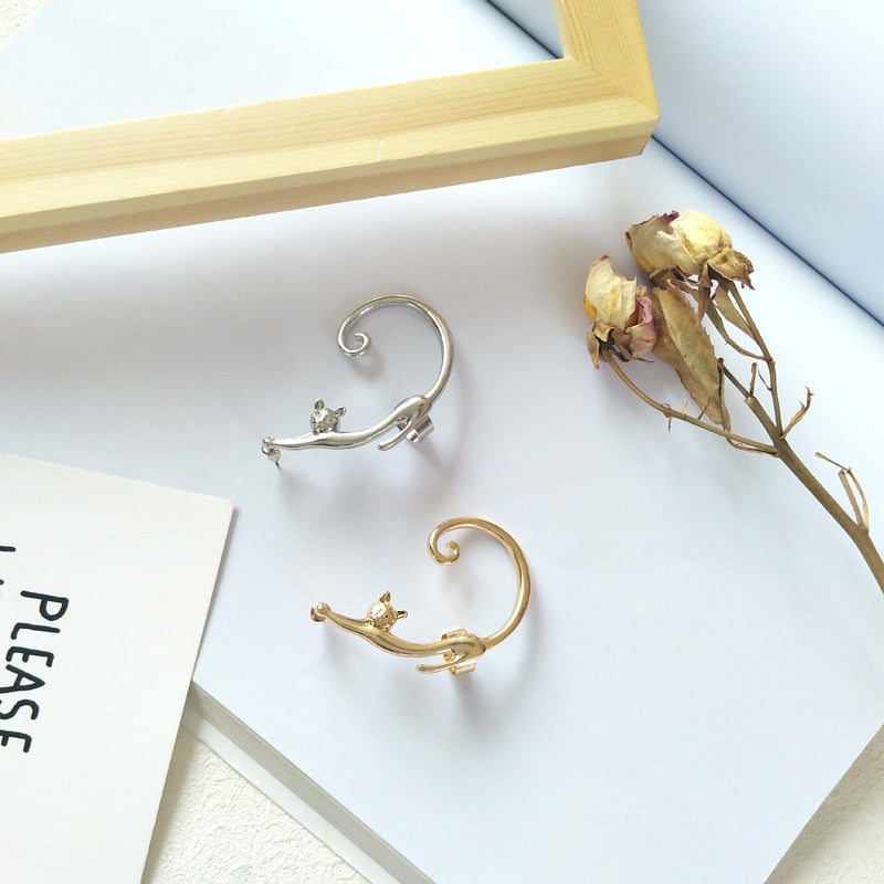 FREE GIFT with a purchase of any full price Non discounted item: Cute Cat Clip on Earrings, Ear Cuff Earrings for Women, Ear Wrap Ear cuff.