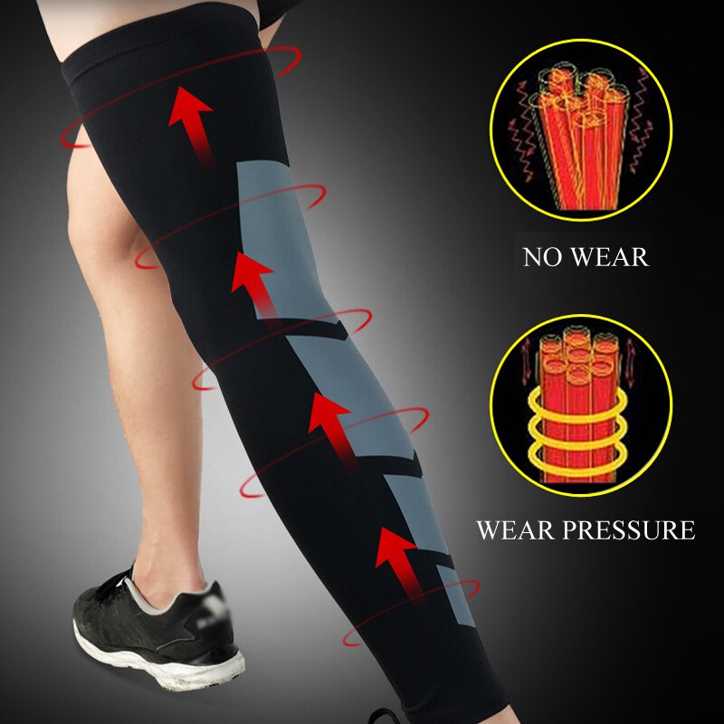 Golfer Full Length Leg Compression Sleeve, Basketball Knee Brace Protect Calf, Shin Splint Support for Pain Relief and Recovery.