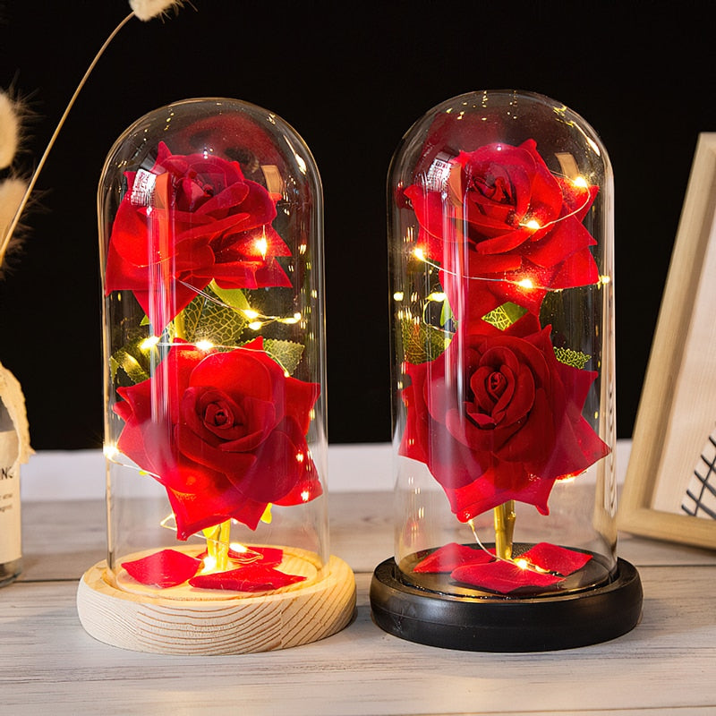 Romantic Eternal Rose Led Night Lamp, Bedroom Bedside Lights. AAA Battery Powered, Batteries not Included.