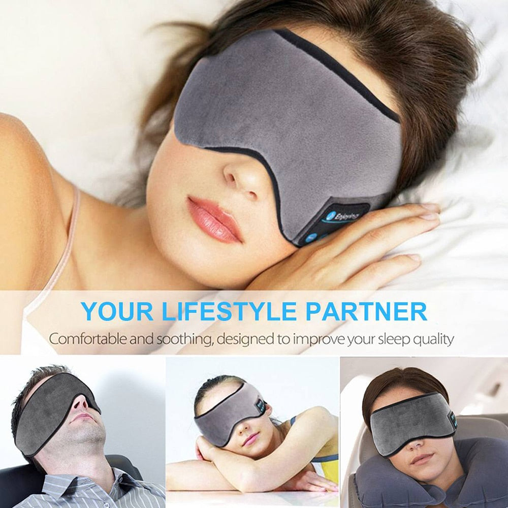 Bluetooth Sleeping Headphones, Eye Mask Sleep Headphones, Bluetooth Headband, Soft Elastic Comfortable Wireless Music Earphones with Microphone.