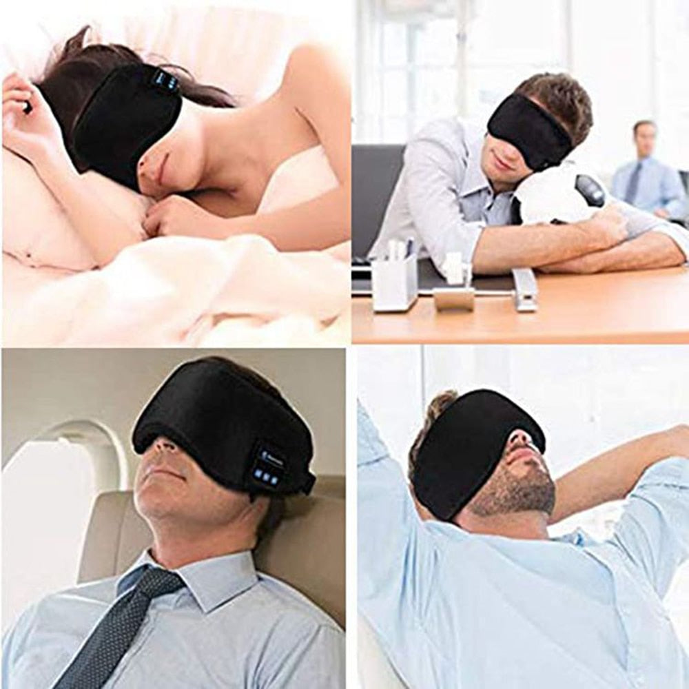 Bluetooth Sleeping Headphones, Eye Mask Sleep Headphones, Bluetooth Headband, Soft Elastic Comfortable Wireless Music Earphones with Microphone.