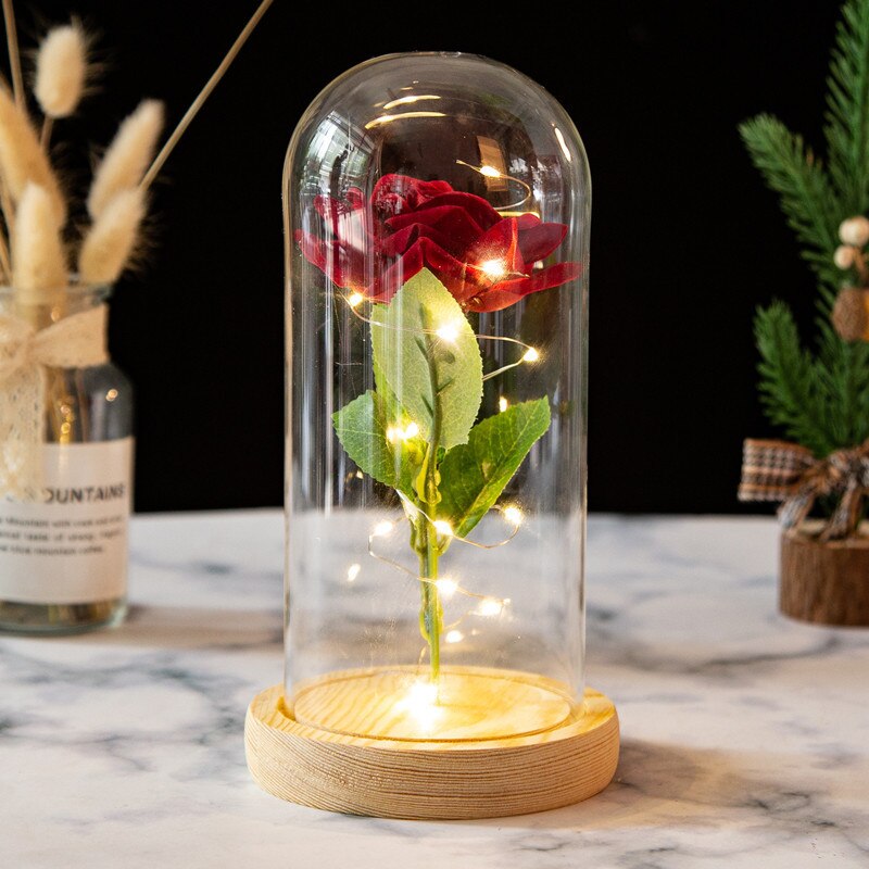 Romantic Eternal Rose Led Night Lamp, Bedroom Bedside Lights. AAA Battery Powered, Batteries not Included.