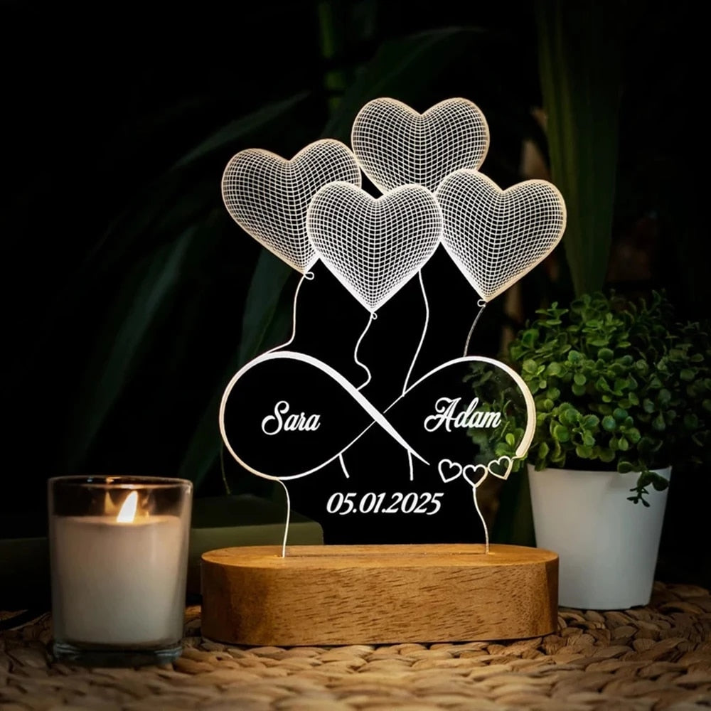 Personalized 3D Photo Lamp Custom Photo and Text Customization. Wedding, Anniversary, Birthday 3D Night Light Gifts. 15 Ordered