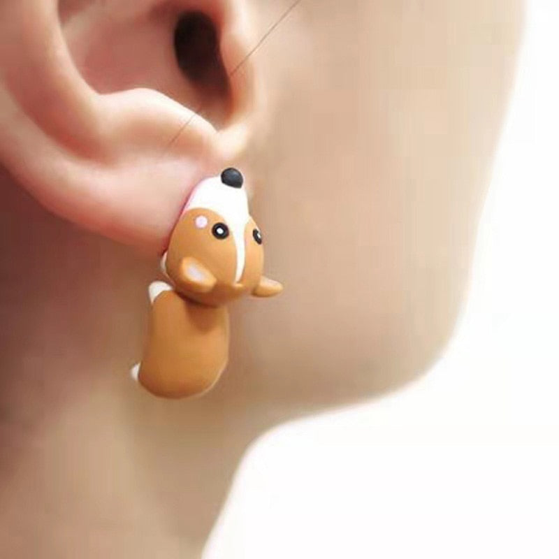 FREE GIFT - 2pcs Animal kids Earring, Cute Dinosaur, Little Dog, Whale, Clay Bite Ear Jewelry, Funny Gifts Fashion Accessories