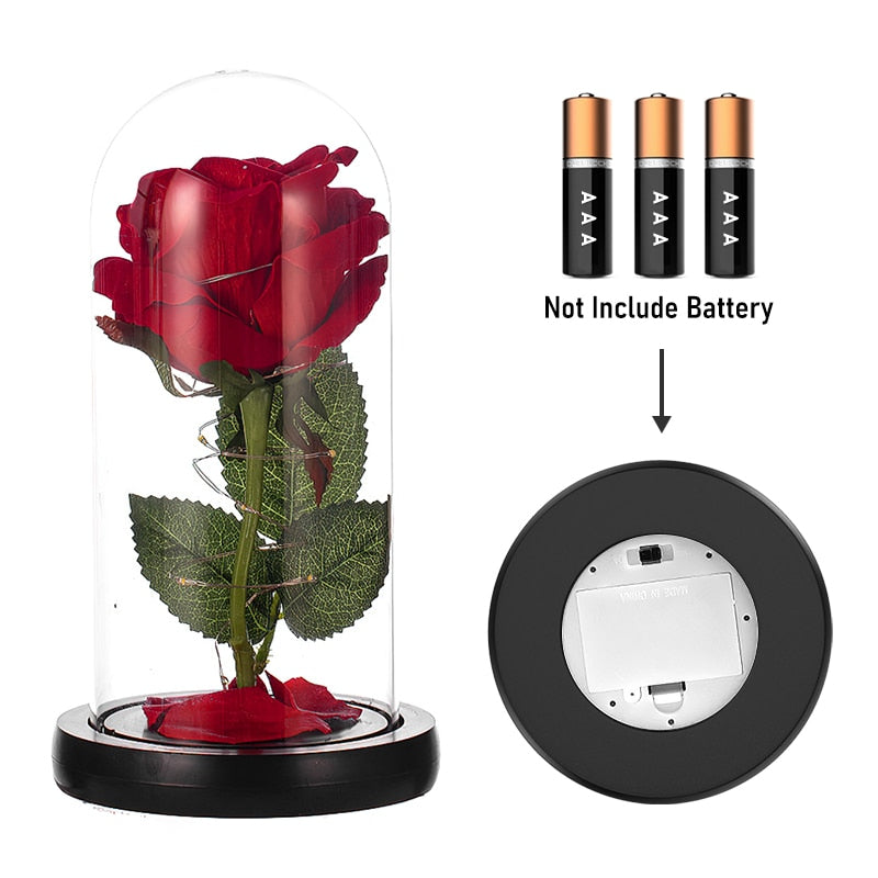 Romantic Eternal Rose Led Night Lamp, Bedroom Bedside Lights. AAA Battery Powered, Batteries not Included.