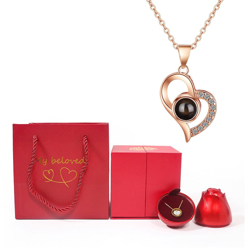 20% OFF. You may choose more than one discounted item with purchase of at least one full price item. 100 Languages I Love You Pendant Hexagram Projection Necklace with Luxury Rose Gift Box New Romantic Accessories