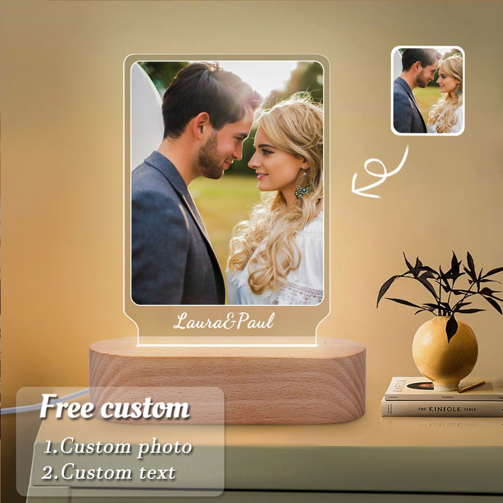 Personalized 3D Photo Lamp Custom Photo and Text Customization. Wedding, Anniversary, Birthday 3D Night Light Gifts. 15 Ordered