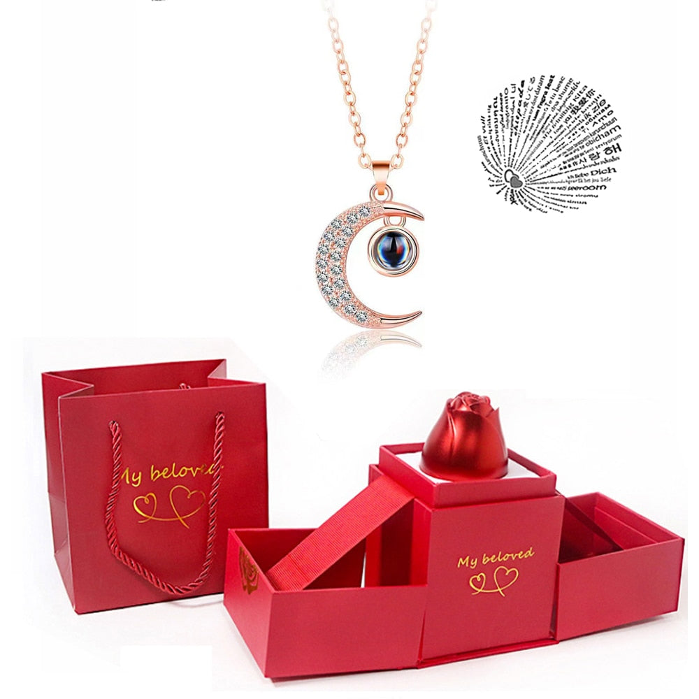 20% OFF. You may choose more than one discounted item with purchase of at least one full price item. 100 Languages I Love You Pendant Hexagram Projection Necklace with Luxury Rose Gift Box New Romantic Accessories