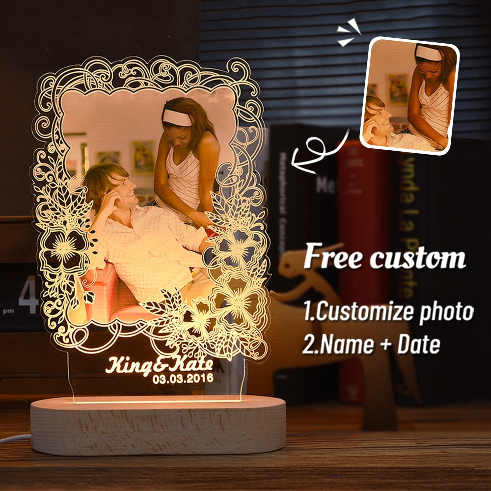 Personalized 3D Photo Lamp Custom Photo and Text Customization. Wedding, Anniversary, Birthday 3D Night Light Gifts. 15 Ordered