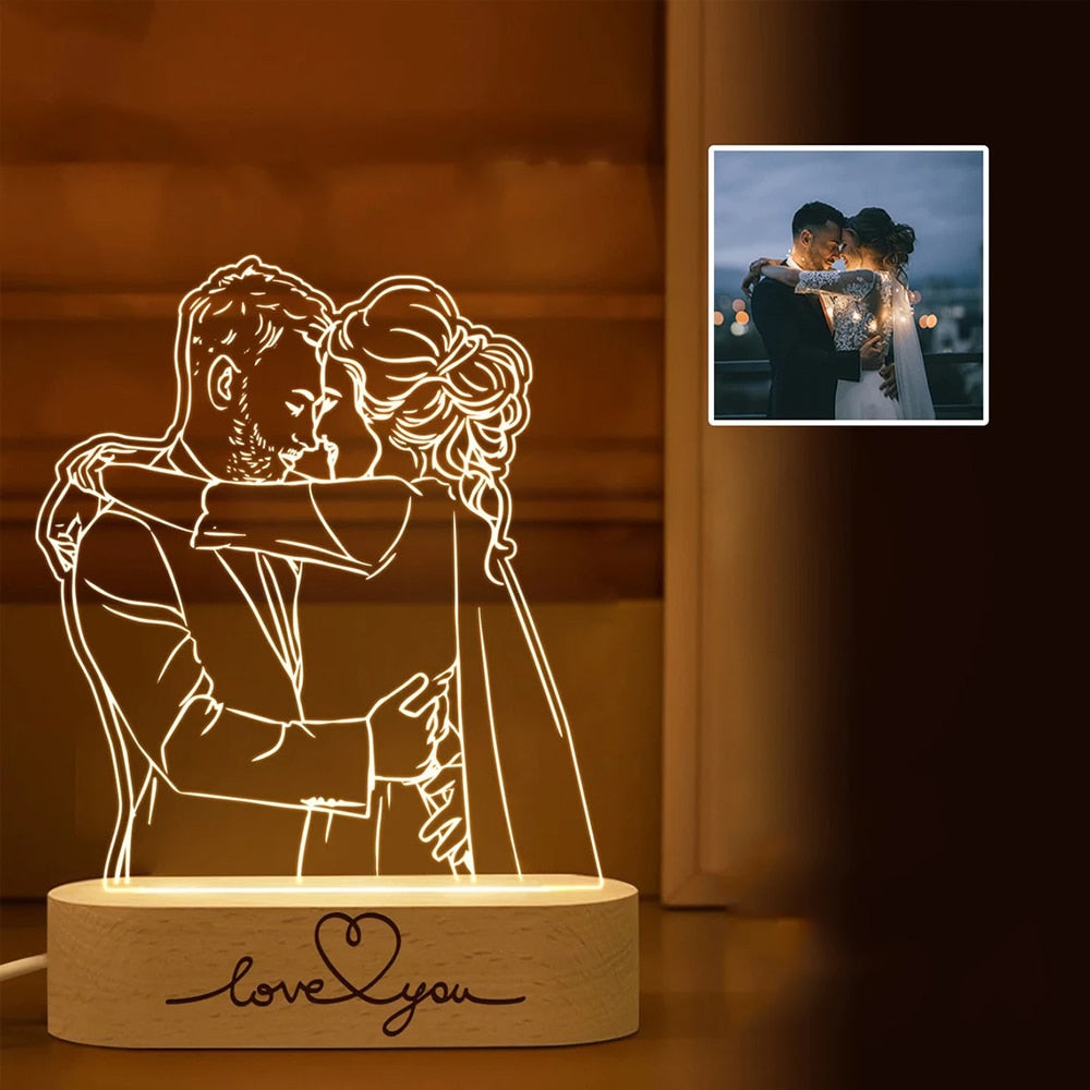 Personalized 3D Photo Lamp Custom Photo and Text Customization. Wedding, Anniversary, Birthday 3D Night Light Gifts. 15 Ordered