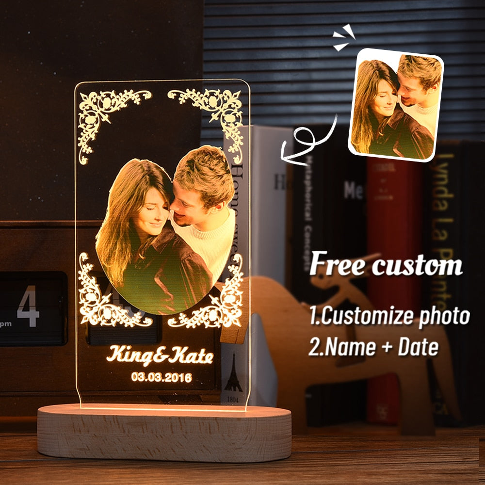 Personalized 3D Photo Lamp Custom Photo and Text Customization. Wedding, Anniversary, Birthday 3D Night Light Gifts. 15 Ordered