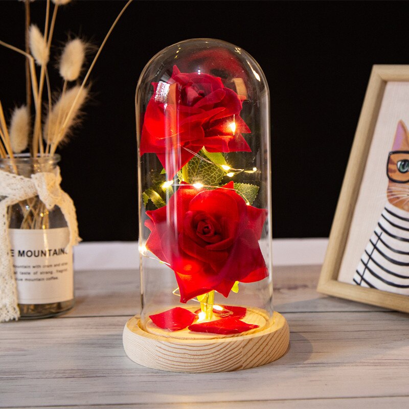 Romantic Eternal Rose Led Night Lamp, Bedroom Bedside Lights. AAA Battery Powered, Batteries not Included.