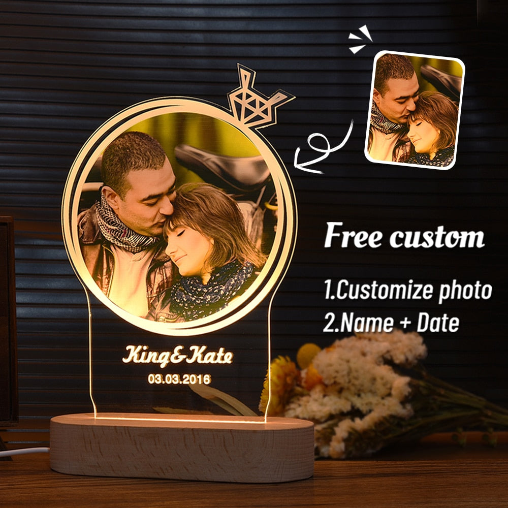 Personalized 3D Photo Lamp Custom Photo and Text Customization. Wedding, Anniversary, Birthday 3D Night Light Gifts. 15 Ordered