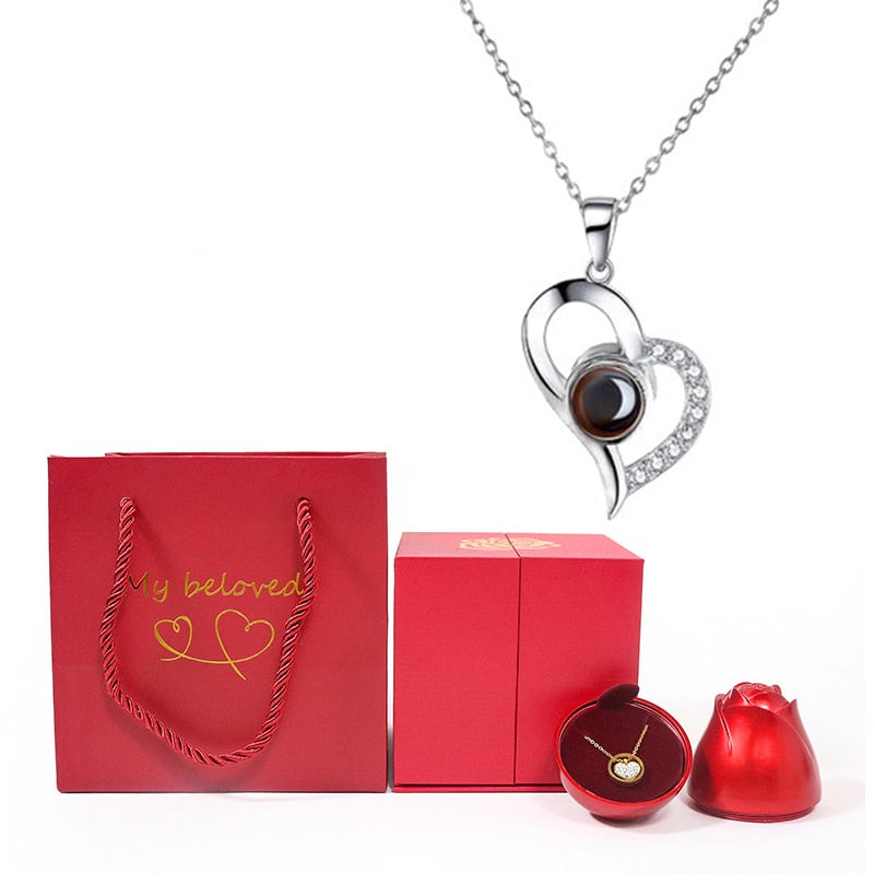 20% OFF. You may choose more than one discounted item with purchase of at least one full price item. 100 Languages I Love You Pendant Hexagram Projection Necklace with Luxury Rose Gift Box New Romantic Accessories