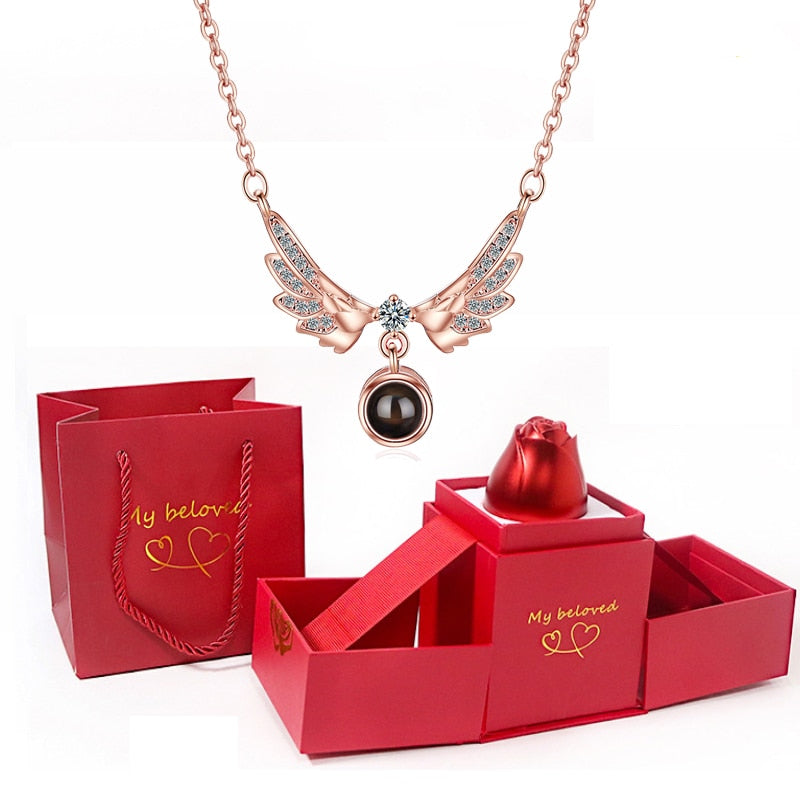 20% OFF. You may choose more than one discounted item with purchase of at least one full price item. 100 Languages I Love You Pendant Hexagram Projection Necklace with Luxury Rose Gift Box New Romantic Accessories