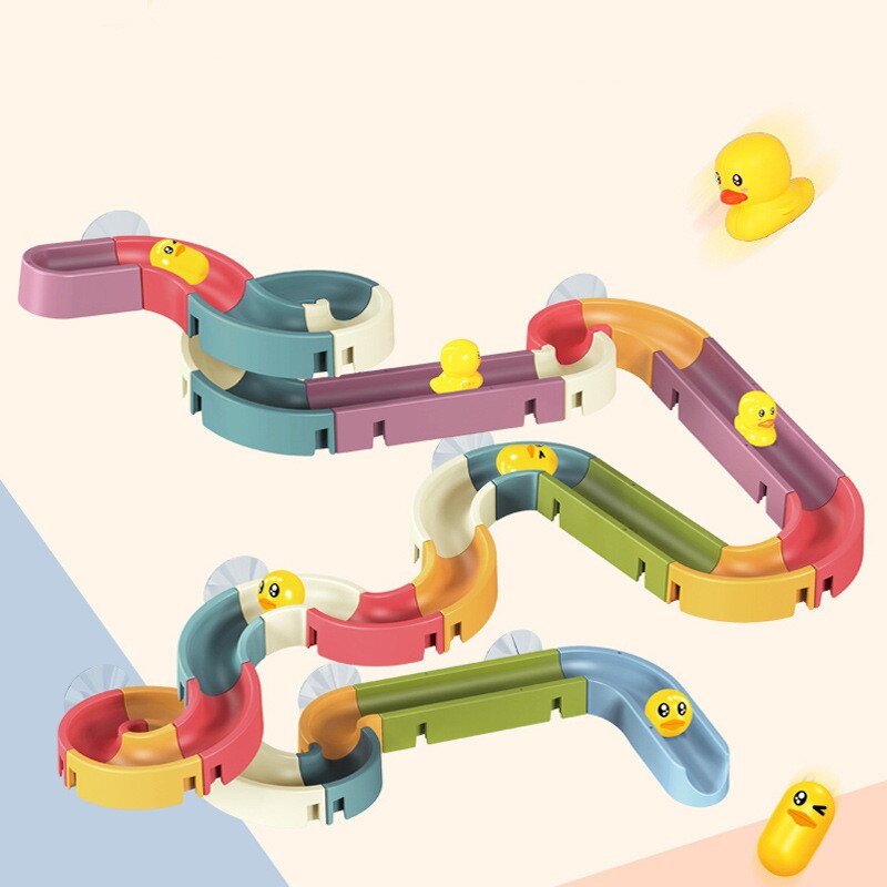 Baby Bath Toys, Wall Bathtub Toy, Assembling Slide Wind-Up Duck Slide, Bathroom Shower Tracks, Water Toys for Toddlers Kids Gifts