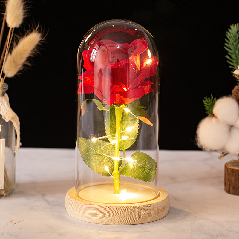 Romantic Eternal Rose Led Night Lamp, Bedroom Bedside Lights. AAA Battery Powered, Batteries not Included.