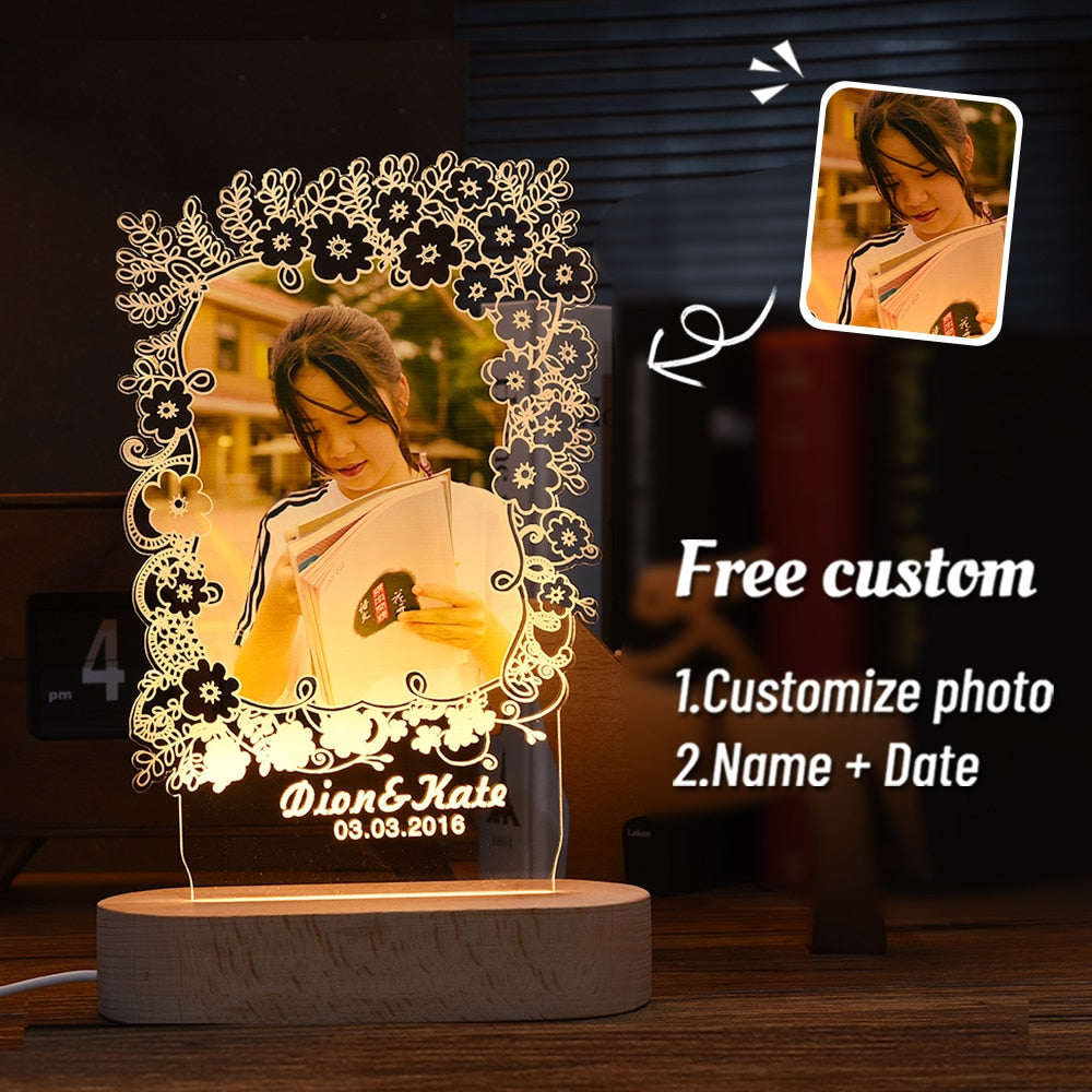 Personalized 3D Photo Lamp Custom Photo and Text Customization. Wedding, Anniversary, Birthday 3D Night Light Gifts. 15 Ordered