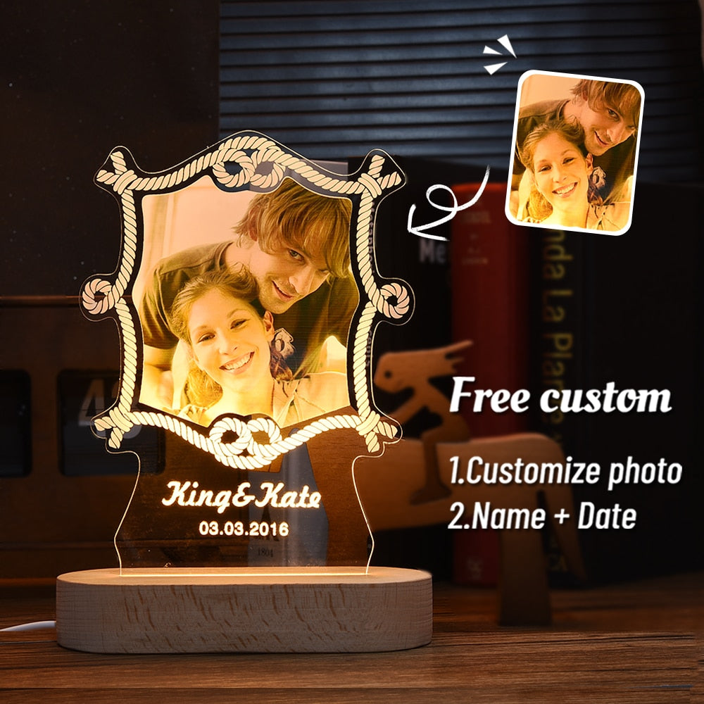 Personalized 3D Photo Lamp Custom Photo and Text Customization. Wedding, Anniversary, Birthday 3D Night Light Gifts. 15 Ordered