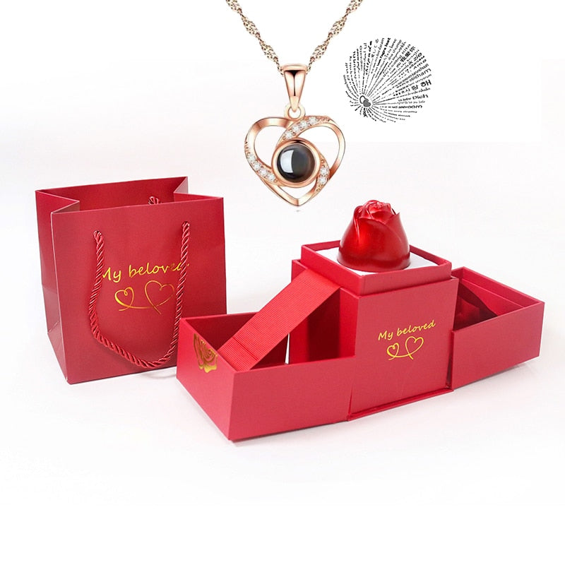 20% OFF. You may choose more than one discounted item with purchase of at least one full price item. 100 Languages I Love You Pendant Hexagram Projection Necklace with Luxury Rose Gift Box New Romantic Accessories