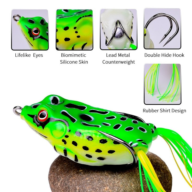 FREE GIFT with purchasing of at least one full price Non discounted item. Frog Lure Soft Tube Bait Plastic Fishing Lure with Fishing Hooks Topwater Ray Frog Artificial 3D Eyes Fishing Lures Set Fish