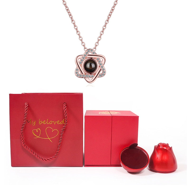 20% OFF. You may choose more than one discounted item with purchase of at least one full price item. 100 Languages I Love You Pendant Hexagram Projection Necklace with Luxury Rose Gift Box New Romantic Accessories