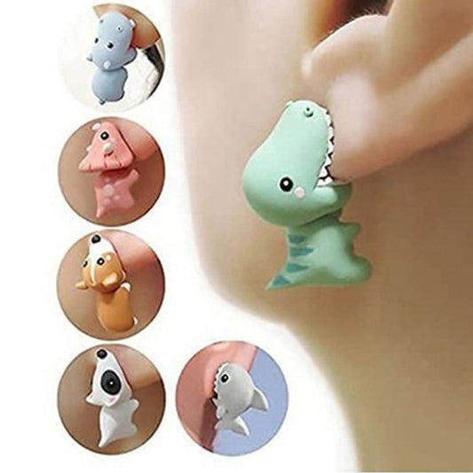 FREE GIFT - 2pcs Animal kids Earring, Cute Dinosaur, Little Dog, Whale, Clay Bite Ear Jewelry, Funny Gifts Fashion Accessories